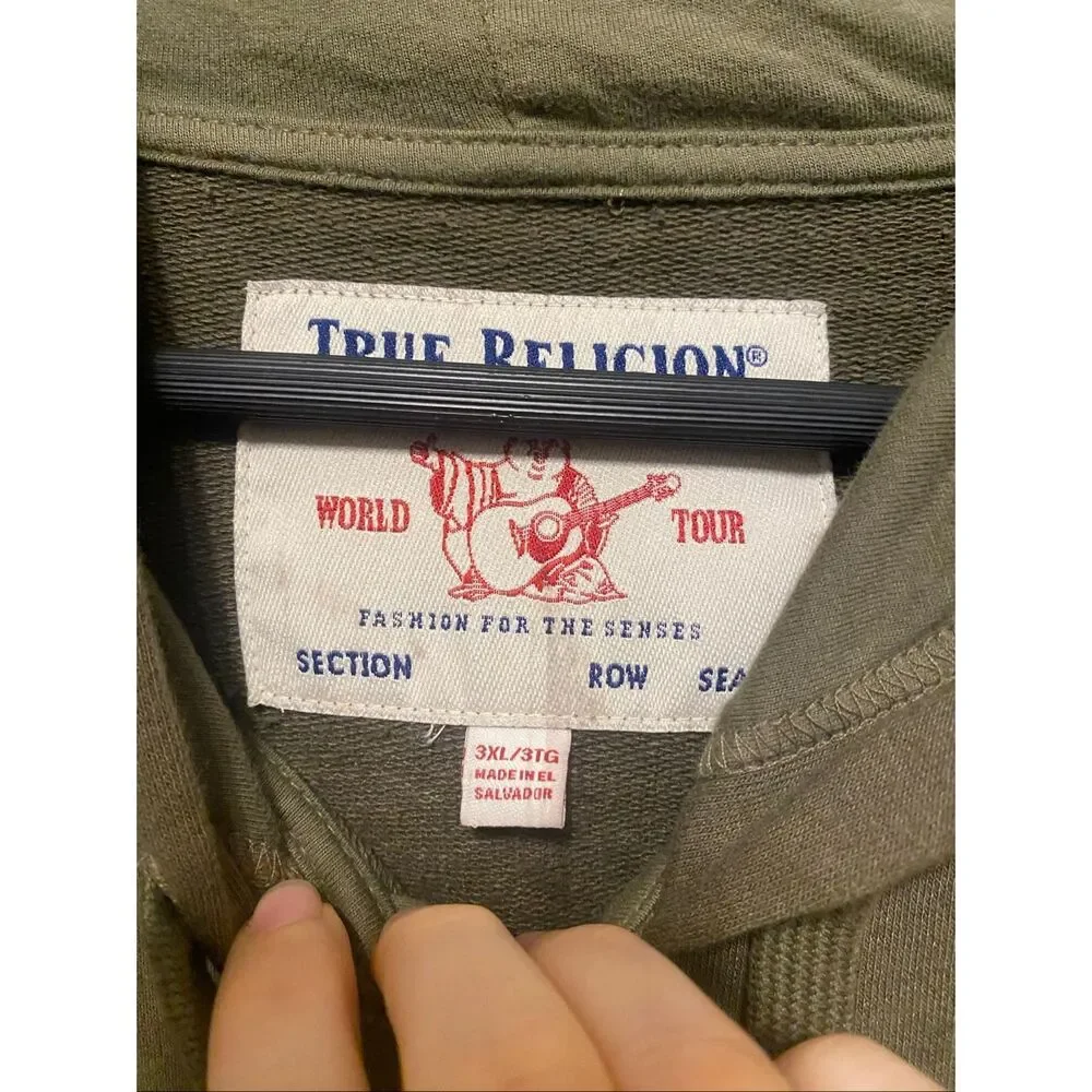 True Religion 3XL green zip up hoodie sweatshirt